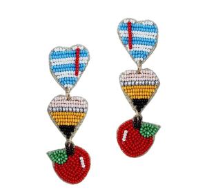 Pendientes colgantes hechos a mano de alta calidad con cuentas de semillas de Mardi Gras, estilo indio a la moda, colores personalizados, embalaje personalizado - Product Image 2