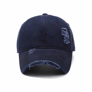 Gorra de Béisbol Unisex Azul Marino de 6 Paneles con Logotipo Bordado, Gorra Casual de Algodón Lavado con Efecto Desgastado, Ajuste Ajustable - Product Image 2