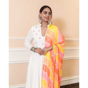 Ensemble de costume en mousseline de soie blanche taille XS Gauri - Product Image 1