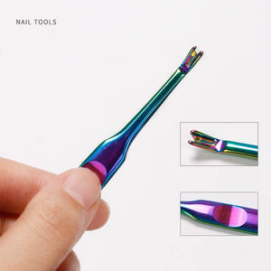 6 Types Pusher Dead Skin Fork Stainless Steel <b>Nail</b> Pusher Rainbow Colorful Titanium <b>Nail</b> Cuticle Pusher - Product Image 2