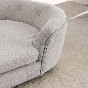 Divano per Cani Oversize Ovale Semi-Chiuso in Lino Resistente con Schienale Trapuntato a Bottoni e Lati Alti e Bassi per il Massimo Comfort - Letti per Animali Domestici - Product Image 4