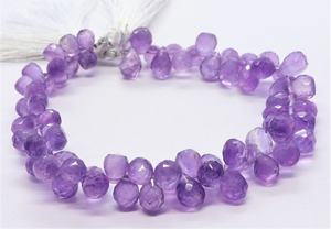 Perles d'améthyste violette naturelle facettées en forme de goutte d'eau 5x7-6x8 MM, perles de pierres précieuses d'améthyste, 8 pouces, améthyste violette facettée - Product Image 5