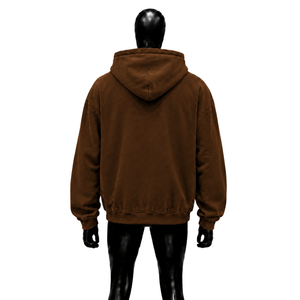 Sweat à capuche oversize marron en coton pour homme, style streetwear, en molleton bouclette, avec logo imprimé, poche avant, manches classiques, tissu durable, style épais - Product Image 2