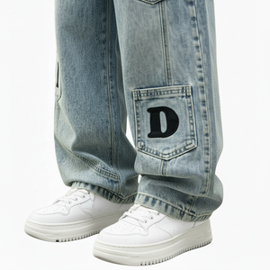 Jeans en denim vintage pour hommes, coupe droite, élégants, de haute qualité, vêtements décontractés, vente en gros, marque personnalisée - Product Image 6