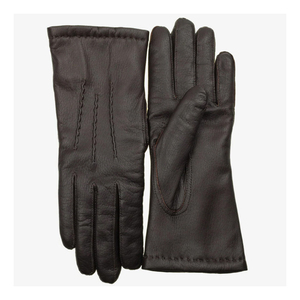 Guantes de cuero hasta la muñeca con forro térmico de algodón, estilo sencillo, para uso diario en invierno - Product Image 3