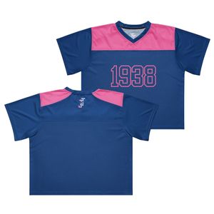 เสื้อฟุตบอลตาข่ายสีน้ำเงินกรมท่าชมพู ยูนิเซ็กซ์ ปี 1938 แขนสั้น คอวี ระบายอากาศได้ดี เสื้อกีฬาทีม  รับผลิตตามสั่ง ขายส่ง - Product Image 3