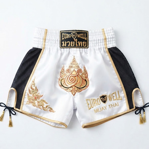 Pantalones Cortos de Muay Thai Personalizados con Serigrafía, Tejidos, Transpirables, hasta la Rodilla, para Venta al Por Mayor, Ropa Deportiva para Kickboxing y Lucha - Product Image 1