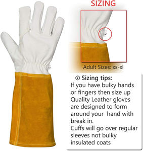 Guantes de soldadura TIG de cuero vacuno resistente al calor, ignífugos, con puño largo de seguridad, para soldador. - Product Image 2