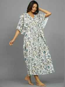 Vestido kaftán indio hecho a mano de algodón, ligero, para la playa, estilo bohemio, ropa de verano para mujer. - Product Image 4