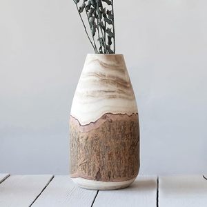 Vase en bois de Paulownia à bord naturel, vase à fleurs en bois sculpté, décoration rustique moderne pour la maison, le café, l'hôtel - Product Image 3
