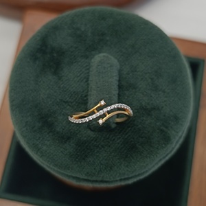 18K Solid <b>Gold</b> Diamond Curved Open <b>Ring</b> Pave <b>Set</b> Minimalist Wrap Design Elegant Stackable <b>Ring</b> for Women Daily Wear Gift - Product Image 4