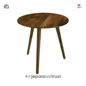 Table d'appoint ronde en teck massif, finition noyer, table basse en bois pour salon, hôtel, villa, meubles - Product Image 2