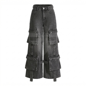 Hot Sale New Winter Men's Casual Oxford Fabric Lightweight Breathable Multi-Pocket Eco-Friendly Stone Washed Cargo Baggy <b>Jeans</b> - Product Image 1