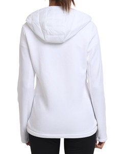 <b>White</b> Hooded <b>Puffer</b> <b>Jacket</b> Women's Lightweight Windproof Zipper Front Casual Winter Coat Solid Color Slim Fit Polyester Fleece - Product Image 2