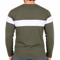 T-shirt pour homme à manches longues, style rayé contrastant, col rond, coupe décontractée moderne, look avant soigné, vêtement de mode pour tous les jours