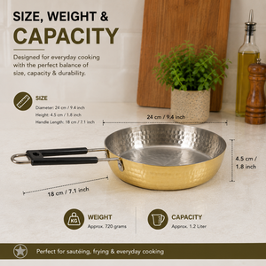Hammered Brass Frying <b>Pan</b> Stainless Steel Lined Skillet Handmade Round Fry <b>Pan</b> Induction Cookware OEM ODM Manufacturer - Product Image 5