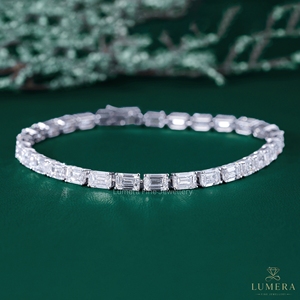 Premium Emerald Cut LAB GROWN DIAMOND 9K 10K 14K 18K <b>WHITE</b> GOLD Tennis <b>Bracelet</b> for Women Wedding Jewelry - Product Image 1