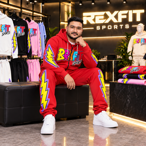 Rexfit sports 2026 Custom Mens <b>Red</b> Tracksuit Set Zip Up <b>Hoodie</b> and Jogger Sportswear Premium custom mens <b>red</b> tracksuit - Product Image 1