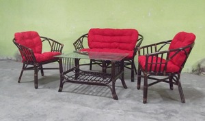 Juego de Muebles de Salón Bonanza, Elegante, con Cojines Rojos, Hechos a Mano, de Ratán, Diseño Moderno y Antiguo, para Villas u Hoteles, Gran Venta - Product Image 2