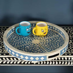Bandeja Decorativa de Lujo con Incrustaciones de Hueso Hecha a Mano Tradebyd - Product Image 1
