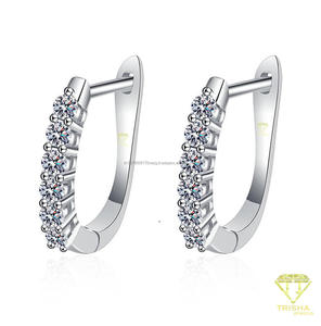 Moissanite Diamond Hoop Earrings 925 Sterling <b>Silver</b> Wedding Jewelry Sparkling Luxury Earrings For Women Gift - Product Image 5