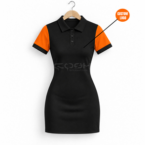 Robe moulante personnalisée pour femme, col polo, noire, élégante et respirante, de la sororité Cosh International - Product Image 5