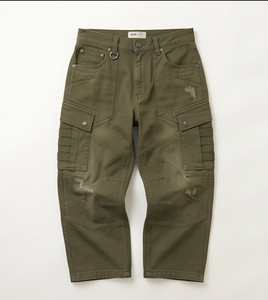 Pantalones Cargo Verde Oliva para Hombre, Algodón de Peso Medio, Estilo Utilitario, Corte Regular, para Otoño - Product Image 1