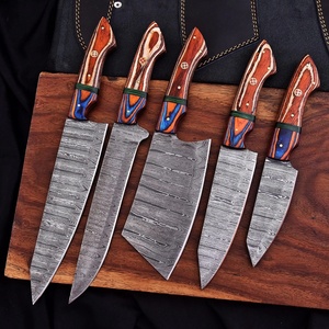 Ensemble de couteaux de cuisine Damas faits à la main, couteau de chef, couteaux de cuisine, manche en bois, hachoir, trancheur, couteau utilitaire, livraison USA Europe - Product Image 4