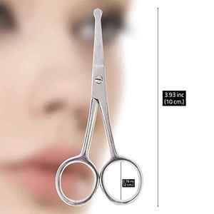 Ciseaux à poils de nez en acier inoxydable allemand de haute qualité, ciseaux pour le nez/les oreilles, lames droites, pointe arrondie, instruments de beauté - Product Image 2