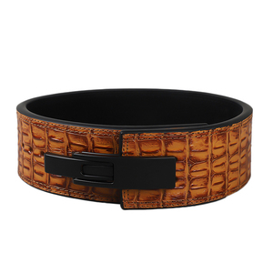 Ceinture de musculation unisexe professionnelle de qualité supérieure, 13 mm, en cuir texturé crocodile, respirante, réglable, robuste, pour la protection - Product Image 1
