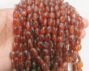 Perles de grenat Hessonite naturel, lisses et polies, de forme ovale, de 5x7 à 8x10 mm, pour la fabrication de bijoux - Product Image 6