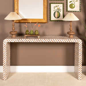 โต๊ะคอนโซลไม้มุกทรงหรูหรา ดีไซน์ดั้งเดิม ทำมือ ทนทาน เป็นมิตรกับสิ่งแวดล้อม รูปลักษณ์โบราณ เหมาะสำหรับวางบริเวณทางเข้า - Product Image 6