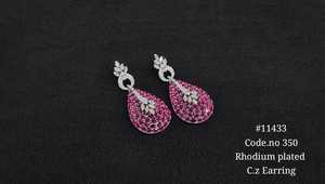 Pendientes colgantes 11433, pendientes de circonia cúbica chapados en rodio, elegantes pendientes en forma de lágrima, joyería para bodas y fiestas - Product Image 2