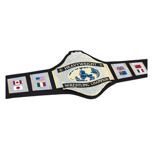 Ceinture de champion de lutte mondiale personnalisée, détails dorés de qualité supérieure avec motifs de drapeaux internationaux - Product Image 1