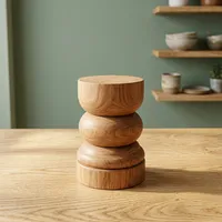 Table d'appoint moderne avec plateau rond en marbre et pieds en bois, design mid-century, meubles de salon