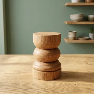 Modern <b>Round</b> Marble Top <b>Side</b> <b>Table</b> With Wooden Legs Midcentury Design Living Room Furniture - Product Image 5