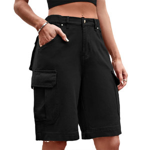 Shorts cargo de jogging personnalisés pour femmes Star Crystal Enterprises, couleur unie, 100% coton canvas, multi-poches, fermeture à boutons - Product Image 4