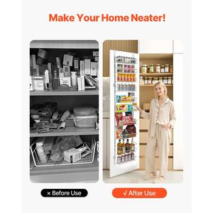 Étagère à épices suspendue en acier robuste à 10 niveaux, organisateur de garde-manger mural réglable, rangement pour porte de garde-manger, rangement de cuisine - Product Image 6