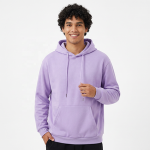 Sudadera con Capucha Extra Grande Unisex, Color Morado Sólido, Felpa Francesa, Diseño Casual con Bolsillos, Ropa de Otoño - Product Image 5