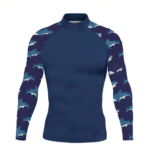 <b>Men's</b> Full Sleeve Compression Rash Guard Print UPF50+ Quick Dry <b>Swim</b> Shirt Custom Logo Surf <b>Top</b> - Product Image 2