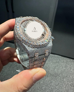 Montre de luxe de haute qualité en or rose sertie de diamants, mouvement à quartz de précision pour hommes, idéale pour les occasions décontractées, les clubs et les soirées - Product Image 5
