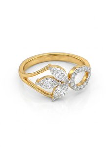 Bague en or massif 14 carats avec diamant de laboratoire, bague feuille de diamant taille marquise, bague de fiançailles en grappe, bijou de déclaration inspiré de la nature, cadeau de mariage - Product Image 4