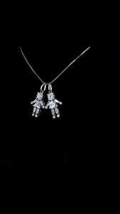 Colgante de Diamantes Cultivados en Laboratorio para Gemelas, Collar Doble de Oro Blanco de 14k para Hermanas - Product Image 2