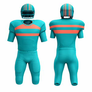 Uniforme de football américain personnalisé pour hommes, maillot ajusté à manches courtes et pantalon, polyester respirant, design rayé, personnalisable - Product Image 6