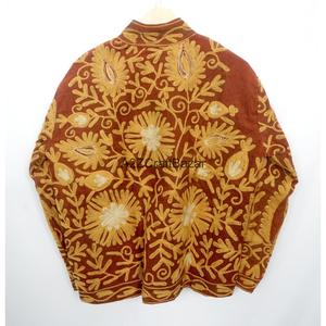 Floral Embroidery Vintage Cotrise <b>Jacket</b> <b>Mandarin</b> <b>Collar</b> Cotton Stripe Lining Handmade Winter Autumn Quick Dry Eco-Friendly - Product Image 6