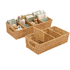 Cesta Organizadora de Despensa de Ratán Tejido con Divisores Extraíbles, Contenedores de Almacenamiento Hechos a Mano Personalizados para Cocina, Proveedor de Vietnam - Product Image 1