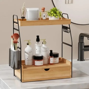 2 Tier Handmade Wooden Organizer Double Tier Counter Drawer for Bathroom or Kitchen Living Room Shelf Decor for salem internaton - Product Image 6