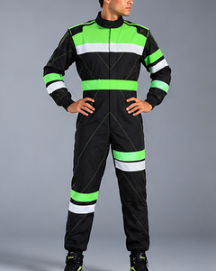 Traje de Carreras Reflectante Verde Neón Negro para Hombre, Manga Larga, Secado Rápido, Poliéster, Mono para Karting y Automovilismo - Product Image 1