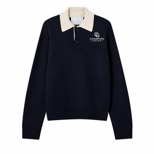 Pull en laine tricotée respirante pour homme GEARS, col rabattu boutonné, automne - Product Image 1