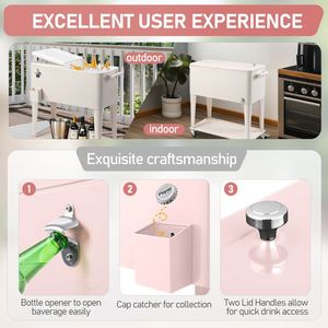 Frigo Portatile Rosa da 80QT con Ruote per Patio - Design Unico per Intrattenimento all'Aperto - Product Image 2